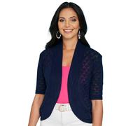 Chums Ladies Lightweight Pointelle Knit Shrug Elegant Bolero for Layering Navy 22-24