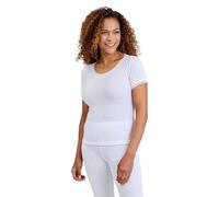 Chums Ladies Pointelle Thermal Short Sleeve Vest Soft Knitted Fabric with Lace Trim Comfortable, Stylish & Machine Washable White 10-12