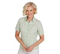 Chums Ladies Short Sleeve Pintuck Printed Blouse with Peter Pan Collar Top and Pintuck Front Detail for Women Soft Green 14