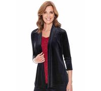 Chums Ladies Velour Jacket Luxury Soft Stretch Fabric 3/4 Sleeve Black 14