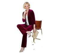 Chums Ladies Velour Jacket Luxury Soft Stretch Fabric 3/4 Sleeve Wine 24