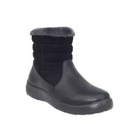 Chums Ladies Wide Fit PU Mock Suede Zip Boot EE Fit Thermal Lined Quilted Panels & Side Zip Comfortable Winter Boots Black 8