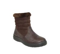 Chums Ladies Wide Fit PU Mock Suede Zip Boot EE Fit Thermal Lined Quilted Panels & Side Zip Comfortable Winter Boots Brown 8