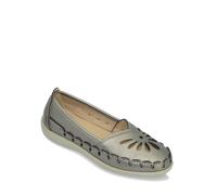 Chums Ladies Wide Fit Slip On Cut Out Shoe Pewter 6 UK