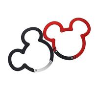 ChUmta 2PCS Aluminum Carabiner Ear Mouse Ring, Caribeener Clips, Spring Snap Hook for Keychain Clip（Length: 2.36”*Width: 2.16”*Diameter: 1.7”）, Red and black