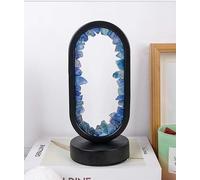 ChumTa Natural Crystal Lamp, Three Light Modes, Adjustable Brightness, USB Port Power Supply (Black Oval Blue Fluorite)