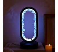 ChumTa Natural Crystal Lamp, Three Light Modes, Adjustable Brightness, USB Port Power Supply (Black Oval Celestite)