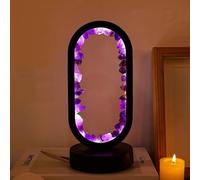 ChumTa Natural Crystal Lamp, Three Light Modes, Adjustable Brightness, USB Port Power Supply (Black Oval Dark Amethyst)
