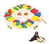 Chun Wooden Shape Puzzles - Sensory Geometric Wood Puzzles with Large Knobs | Early Educational Preschool Learning Toy | Colour and Shape Toys for Girls, Kids, Boys, Preschoolers