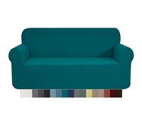 CHUN YI 1 Piece Jacquard Checks Stretch Fabric Couch cover, Stylish Sofa Slipcover For 2 Seater Love Seat Couch Durable Furniture Protector(2 Seater,Blue)