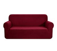 CHUN YI 1 Piece Jacquard Checks Stretch Fabric Couch cover, Stylish Sofa Slipcover For 3 Seater Sofa Couch Durable Furniture Protector(3 Seater,Wine)