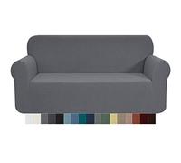 CHUN YI 1 Piece Jacquard Checks Stretch Fabric Couch cover, Stylish Sofa Slipcover For 4 Seater Sofa Couch Durable Furniture Protector(4 Seater,Light Grey)