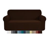 CHUN YI 1 Piece Jacquard Checks Stretch Fabric Couch cover, Stylish Sofa Slipcover For 4 Seater Sofa Couch Durable Furniture Protector(4 Seater,Chocolate)