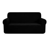 CHUN YI 1 Piece Jacquard Checks Stretch Fabric Couch cover, Stylish Sofa Slipcover For Furniture Protector and Durable Furniture Protector(4 Seater,Black)