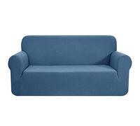 CHUN YI 1 Piece Jacquard Sofa Covers Stretch Fabric Settee cover Furniture Protector for Loveseat, 2 Seater Sofa Slipcover for Living Room, Checks Durable Spandex Fabric (Loveseat, Denim Blue)