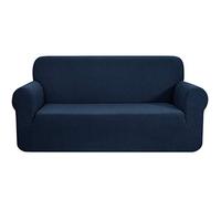 CHUN YI 1 Piece Jacquard Sofa Covers Stretch Fabric Settee cover Furniture Protector for Sofa, 3 Seater Sofa Slipcover for Living Room, Checks Durable Spandex Fabric (Sofa, Dark Blue)