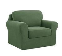 CHUN YI 3 Piece Stretch Sofa Cover, 1 Seater Slipcover with One Separate Cushion and Backrest, Jacquard Spandex Fabric(1 Seater,Darkcyan)