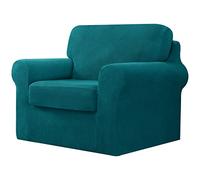 CHUN YI 3 Piece Stretch Sofa Cover, 1 Seater Slipcover with One Separate Cushion and Backrest, Jacquard Spandex Fabric(1 Seater,Blue)
