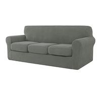 CHUN YI 4 Pieces Sofa Cover with 3 Separate Seat Cushion Covers, Sofa cover 3 seater Couch Cover for Living Room for pet, Jacquard Spandex Fabic Sofa Slipcover (Dove Grey)