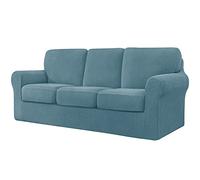 CHUN YI 7 Piece Stretch Sofa Cover, 3 Seater Slipcover with Three Separate Cushions and Backrests, Jacquard Spandex Fabric(3 Seater,Smoky Blue)