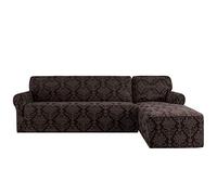 CHUN YI Floral L-Shaped Sofa Cover Couch Covers Jacquard Polyester Stretch Fabric Sectional Sofa Slipcovers Corner Sofa Cover
