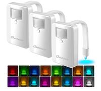 Chunace Toilet Night Lights 3 Pack with Motion Activated Sensor, 16 Color Changing LED Glow Inside Toilet Bowl, Cool Stuff for Bathroom Accessories Decor, Funny Housewarming Gadgets Gifts 2024