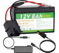 CHUNCAIL 12V 8Ah Lithium Battery for Kids Vehicles with Charger and Adapter Cable Replacement for Peg Perego