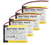 CHUNCAIL 4 x 3.7V 3200mAh 124050 Rechargeable Lithium Polymer Battery with JST Connector