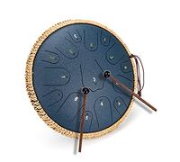 ChunFeng - 14 Inch Steel Tongue Drum 15 Notes Tongue Drum for Adults Hand Drums with Music Book, Tongue Drum Mallets and Carry Bag, C Major (Blue)