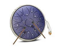 ChunFeng Steel Tongue Drum -14 Inch 15 Note Steel Hand Pan Drum With Drum Mallets Carry Bag Palm Set Sheet Music (Blue)