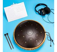 ChunFeng Steel Tongue Drum 14 Inches 15 Note C-Key Healing Drum, Gift For All Ages,Pure Sound Quality,With Drum Mallets, Carry Bag, Sheet Music