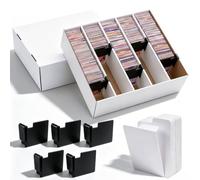 Chunful 1 Pack 4200 Count Trading Card Storage Box Collector Bulk with 5 Row 5 Clip-on Dividers and 50 Cardstock Bookmarks with Foldable Tabs for TCG Baseball Sports Cards