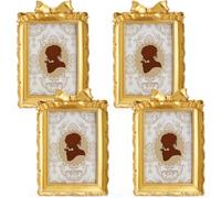 Chunful 1 Pcs Vintage Gold Bow Picture Frames 4x6 Inch Rectangle Antique Photo Frames Baroque Ornate Resin with Glass Front for Home Tabletop Display Wedding Gallery Wall Hanging Party Decor