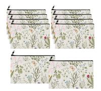 Chunful 10 Pieces Inspirational Canvas Makeup Bags for Women Graduation Gift Rainbow Canvas Cosmetic Bags Bulk with Zipper Friendship Gift Travel Toiletry Pouch, white, Wildflowers