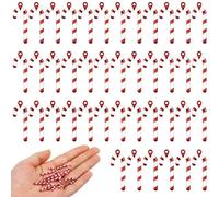 Chunful 100 Pcs Mini Candy Cane Ornaments for Christmas Tree Mini Christmas Decoration Ornaments Tiny Candy Cane Charm for Jewelry Making Crafts DIY Necklace Bracelets Earrings Home Table Party Decor