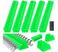 Chunful 100 pcs Modular Wrench Organizer Holder Wrench Tool Organizers Storage Racks Set with Metric & SAE Label for Tool Box Drawer Storage for Father Brother Professional Mechanics Men (Green)