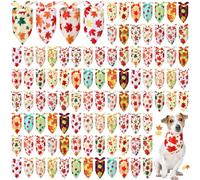 Chunful 100 Pieces Fall Dog Bandanas Bulk Autumn Pet Bandanas with Leaves Patterns Triangle Scarf Bib Kerchief Set for Small Large Dog Thanksgiving Costume Accessories (25.6 x 17.7 x 17.7)