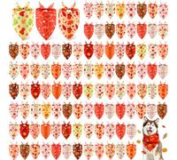 Chunful 100 Pieces Fall Dog Bandanas Bulk Autumn Pet Bandanas with Pumpkin Patterns Triangle Scarf Bib Kerchief Set for Small Large Dog Thanksgiving Costume Accessories (31.5 x 21.7 x 21.7)