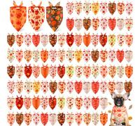 Chunful 100 Pieces Fall Dog Bandanas Bulk Autumn Pet Bandanas with Pumpkin Patterns Triangle Scarf Bib Kerchief Set for Small Large Dog Thanksgiving Costume Accessories (25.6 x 17.7 x 17.7)