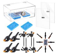 Chunful 11 Pcs Tcg Flattening Restoration Kit Card Care Tool Accessory Kit Included 1 Humidor Box, 2 Acrylic Plates, 4 Vises, 4 Clamps for Bent Trading Card Repair and Grading Improvement