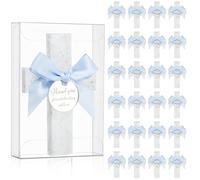 Chunful 12 Sets Epoxy Cross Magnet Baptism Favors for Guest First Communion Magnet with Tag for Christening Baby Shower Souvenir(Thank You for Celebrating with Us,Silver Cross with Blue Bow)