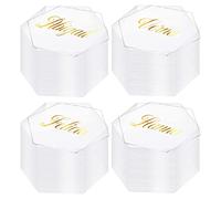 Chunful 120 Pcs Clear Acrylic Wedding Place Cards Acrylic Table Number Card Blank Name Plate Seating Chart Sign for Wedding DIY Table Setting Banquet Party(Hexagonal Style)
