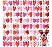 Chunful 120 Pcs Valentine's Day Dog Bandanas Bulk for Dogs Soft Bibs Adjustable Triangle Red Pink Love Heart Lips Bandana for Small Medium Large Pet Costume 25.6 x 17.7 x 17.7 Inch