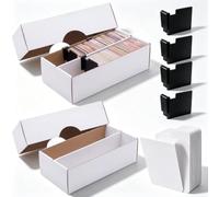 Chunful 2 Pack 1600 Count Trading Card Storage Box Collector Bulk with 2 Row 4 Clip-on Dividers and 40 Cardstock Bookmarks with Foldable Tabs for TCG Baseball Sports Cards