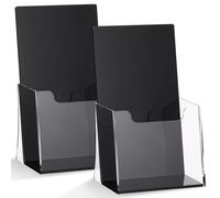 Chunful 2 Pack 4 Inch Acrylic Brochure Holders Clear Business Cards Display Holder with Black Base, Trifold Flyer Display Stand for Pamphlets, Literature, Booklets, Magazines, for Office Countertop
