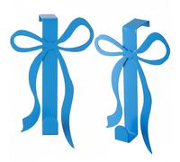 Chunful 2 Pack Blue Bow Over The Door Hook, Metal Strong Door Hanger Hook Coquette Room Decor Bow Accessories for Cabinet Living Room Bathroom Bedroom Kitchen Hanging Clothes Towels Hats Coats Bags