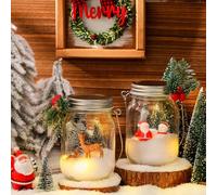Chunful 2 Pack Christmas Craft Kits for Kids, Mason Jar Kit With Accessories for DIY winter Party Supplies, Art and Craft Projects Ornament Kits Xmas Activities Party Favor Gifts (Christmas)