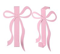 Chunful 2 Pack Pink Bow Over The Door Hook, Metal Strong Door Hanger Hook Coquette Room Decor Bow Accessories for Cabinet Living Room Bathroom Bedroom Kitchen Hanging Clothes Towels Hats Coats Bags