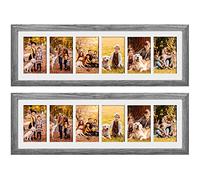 Chunful 2 Pcs 28.4 x 9.5 Inch Rectangular Horizontal Wall Collage Picture Frame 6 Opening Multi Photo Frame Acrylic Screen Gray