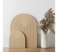 Chunful 2 Pcs Decorative Wood Cutting Board Wooden Board Rainbow Shaped Wood Serving Trays Boho Cutting Chopping Block Decor Serving Trays for Home Kitchen Decoration(Wood Color,Bamboo)